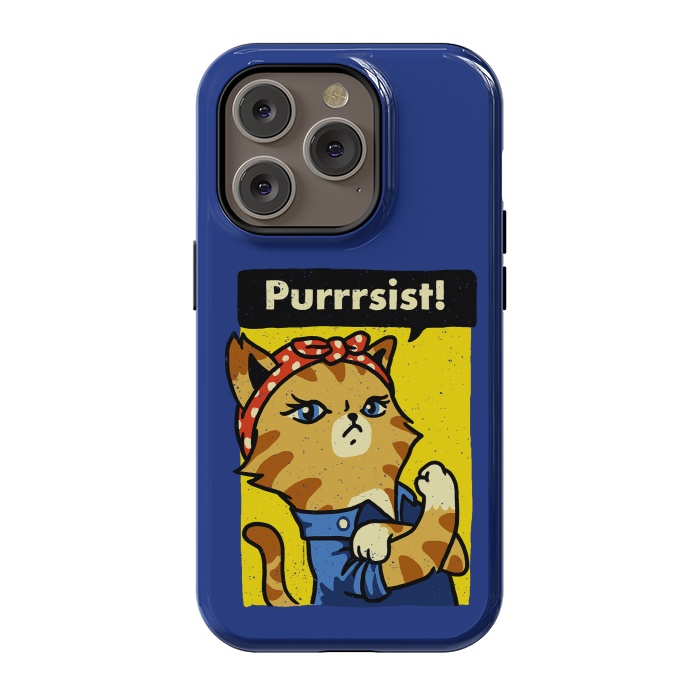 iPhone 14 Pro StrongFit Purrsist Cat 2 We Can Do It Cat Lover by Vó Maria