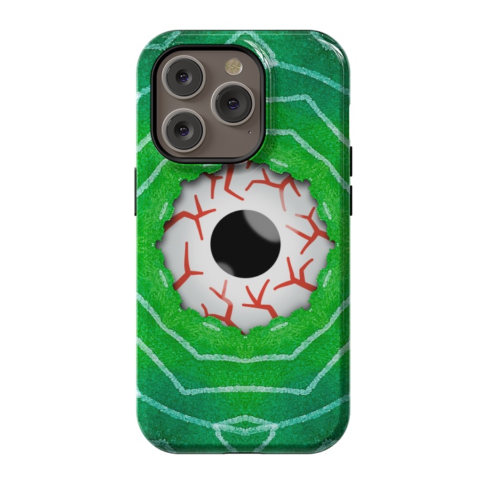 iPhone 14 Pro StrongFit Creepy Eye Staring Through A Green Hole by Boriana Giormova