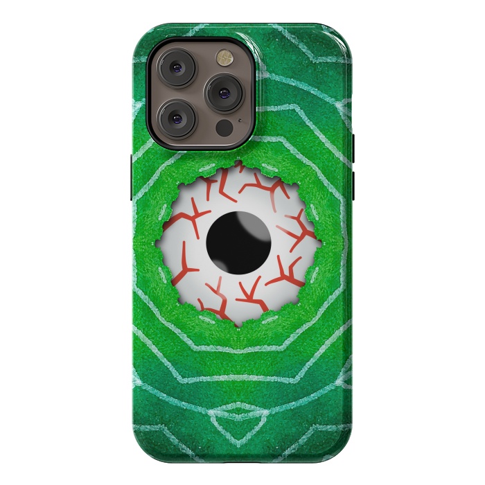 iPhone 14 Pro max StrongFit Creepy Eye Staring Through A Green Hole by Boriana Giormova