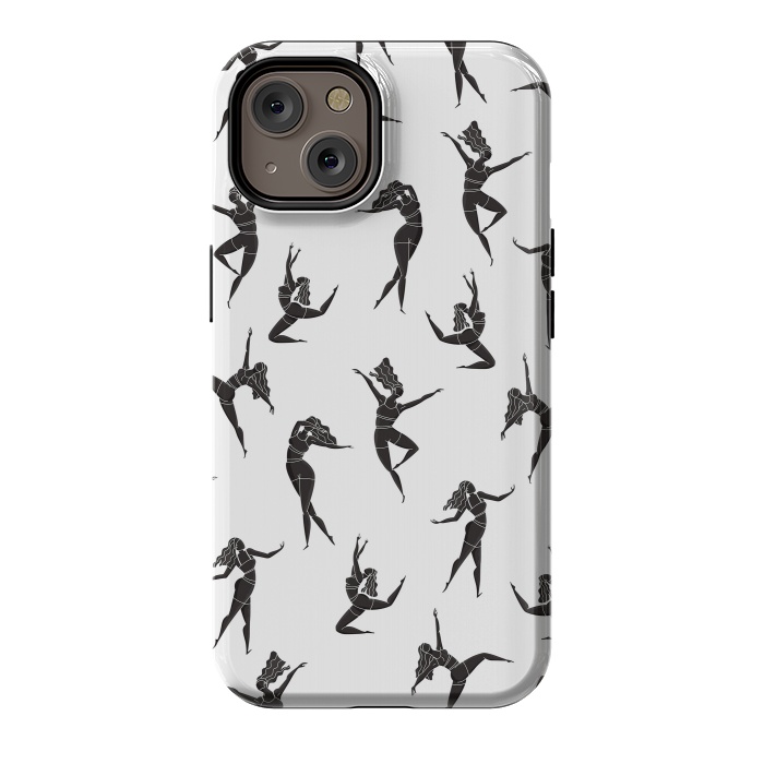 iPhone 14 StrongFit Dance Girl Pattern Black and White by Jelena Obradovic
