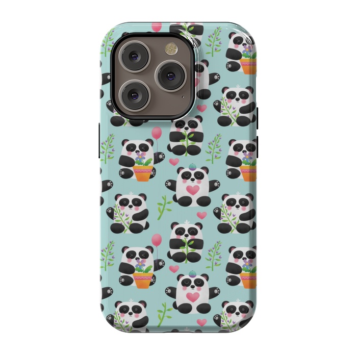 iPhone 14 Pro StrongFit Chubby Playful Pandas by Noonday Design