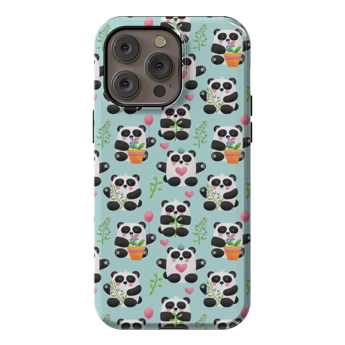iPhone 14 Pro max StrongFit Chubby Playful Pandas by Noonday Design