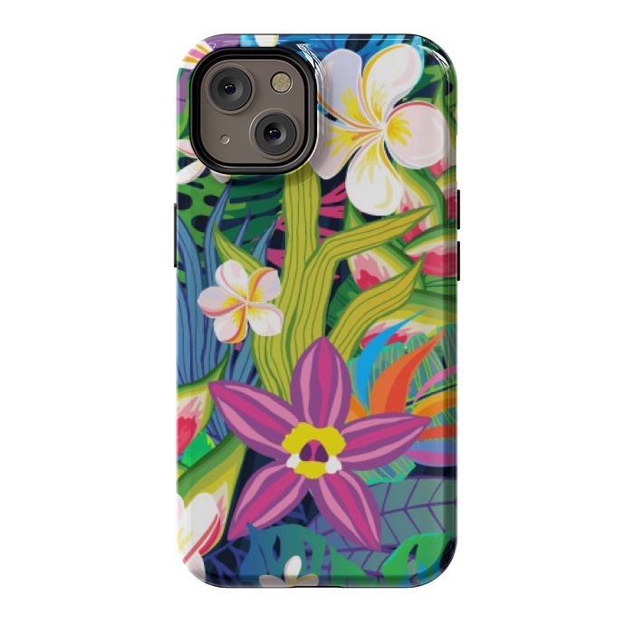 iPhone 14 StrongFit tropical floral pattern 4  by MALLIKA