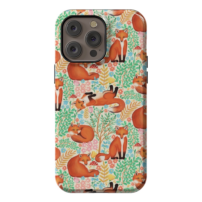 iPhone 14 Pro max StrongFit Little Foxes in a Fantasy Forest on Cream by Tangerine-Tane