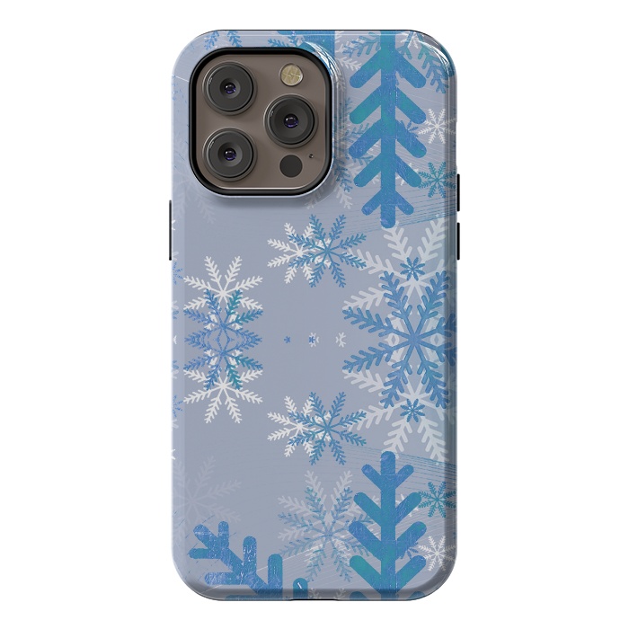 iPhone 14 Pro max StrongFit Baby blue snowflakes Christmas pattern by Oana 