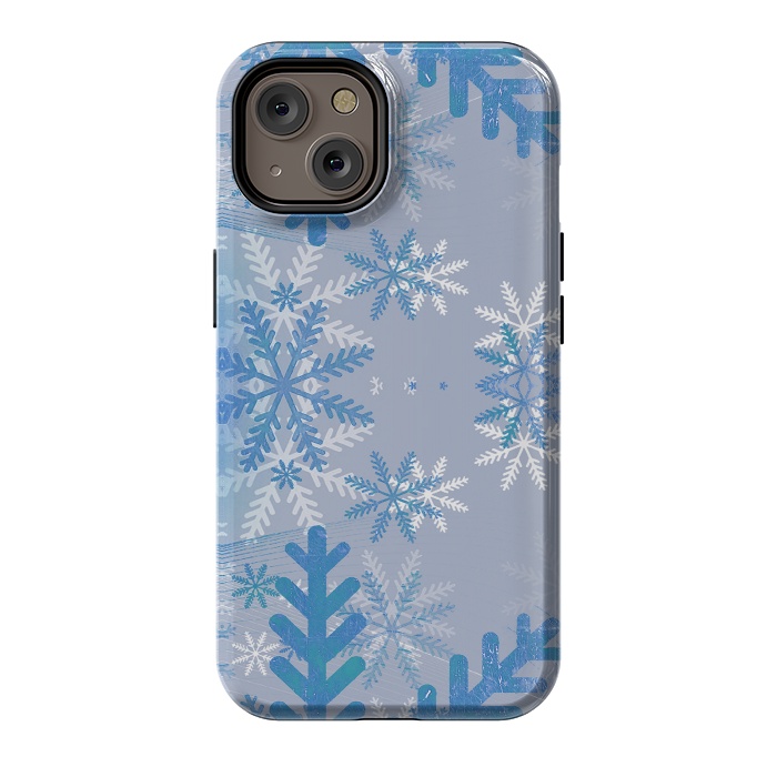 iPhone 14 StrongFit Pastel blue snowflakes winter pattern by Oana 