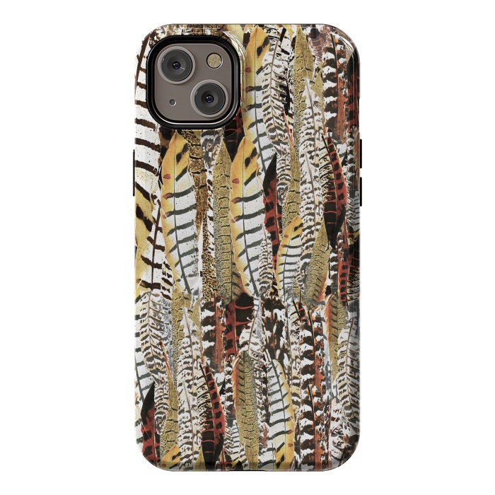 iPhone 14 Plus StrongFit Brown feathers vintage pattern by Oana 