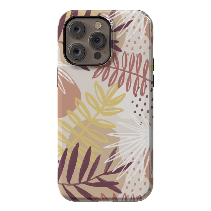 iPhone 14 Pro max StrongFit Modern tropical leaves and spots - terracotta by Oana 