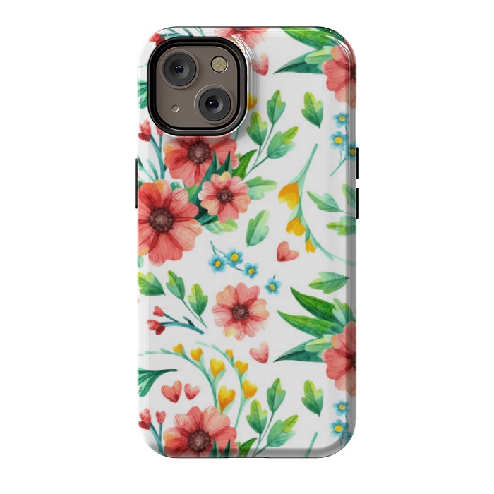 iPhone 14 StrongFit orange peach floral pattern by MALLIKA