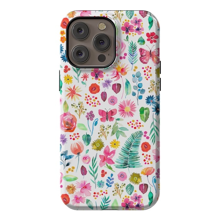 iPhone 14 Pro max StrongFit Colorful Botanical Plants and Flowers by Ninola Design