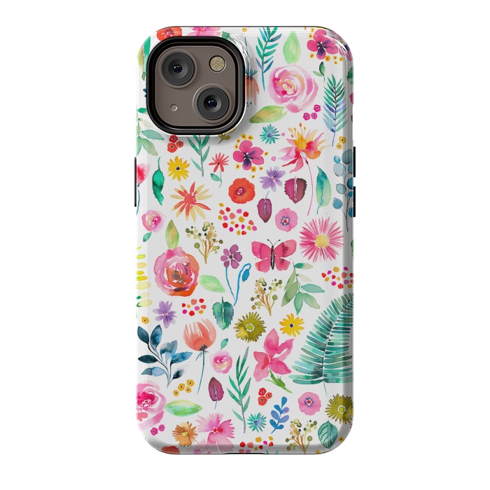 iPhone 14 StrongFit Colorful Botanical Plants and Flowers by Ninola Design