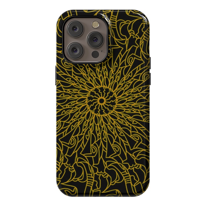 iPhone 14 Pro max StrongFit Golden Mandala Intricate pattern by Josie