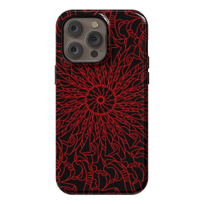 iPhone 14 Pro max StrongFit Red Mandala intricate pattern by Josie