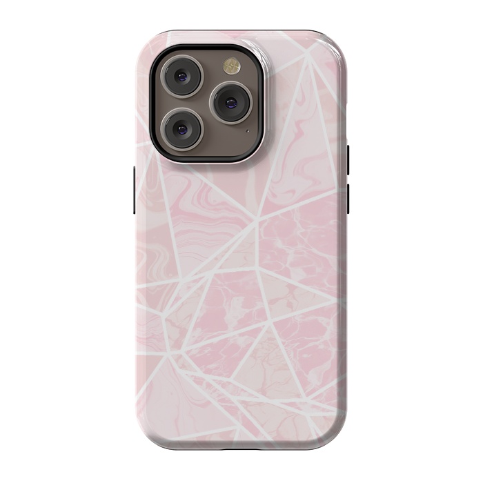 iPhone 14 Pro StrongFit Pastel candy pink marble by Oana 