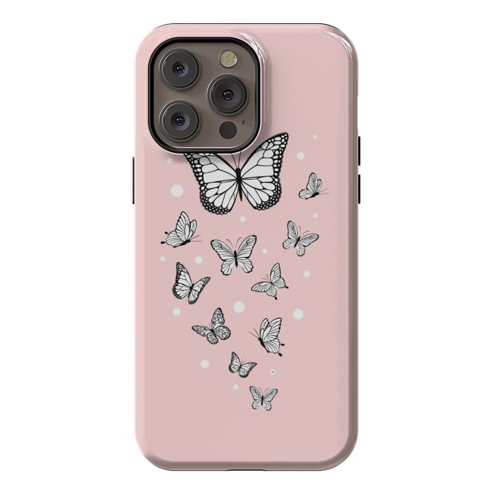 iPhone 14 Pro max StrongFit Pink Butterflies by Martina