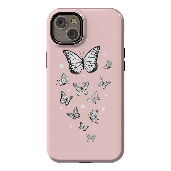 iPhone 14 Plus StrongFit Pink Butterflies by Martina