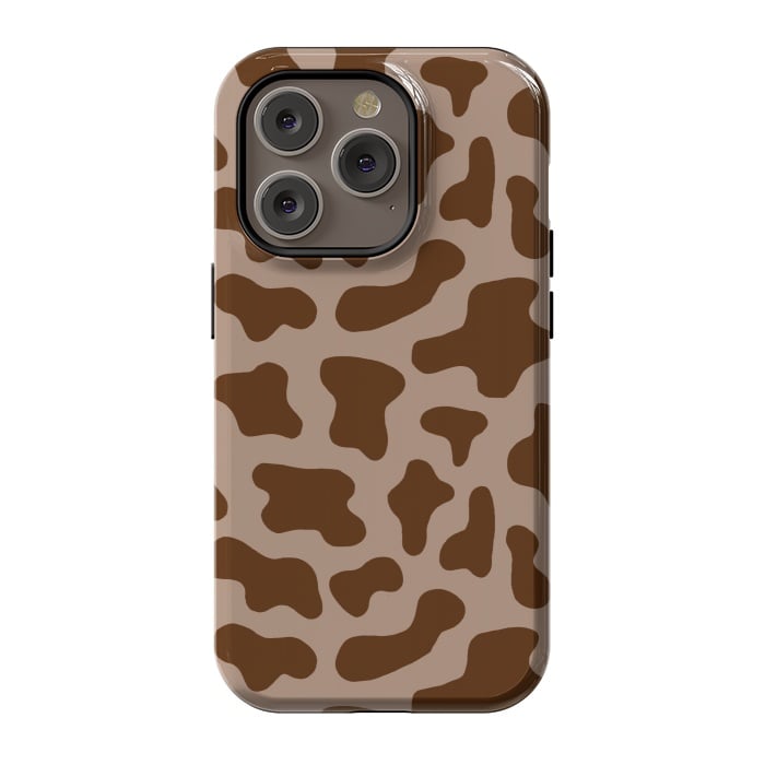 iPhone 14 Pro StrongFit Chocolate Milk Brown Cow Print by Julie Erin Designs
