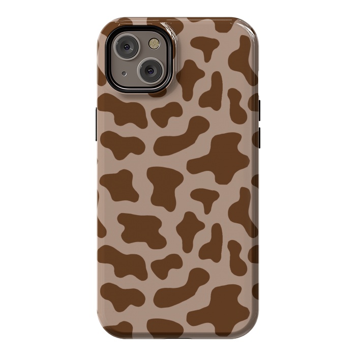 iPhone 14 Plus StrongFit Chocolate Milk Brown Cow Print by Julie Erin Designs