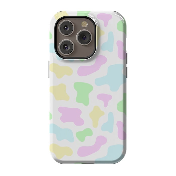 iPhone 14 Pro StrongFit Pastel Rainbow Cow Print by Julie Erin Designs