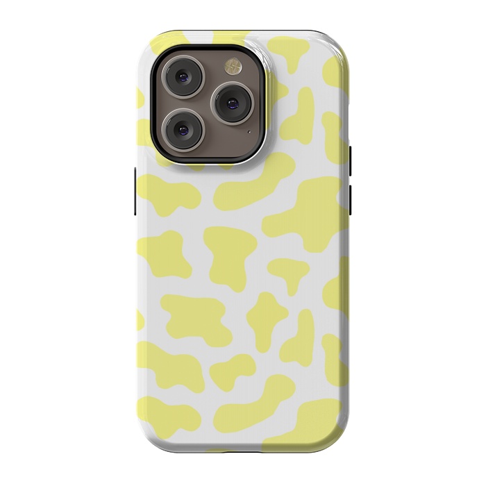 iPhone 14 Pro StrongFit Yellow Cow Print by Julie Erin Designs