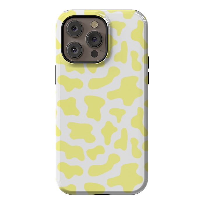 iPhone 14 Pro max StrongFit Yellow Cow Print by Julie Erin Designs