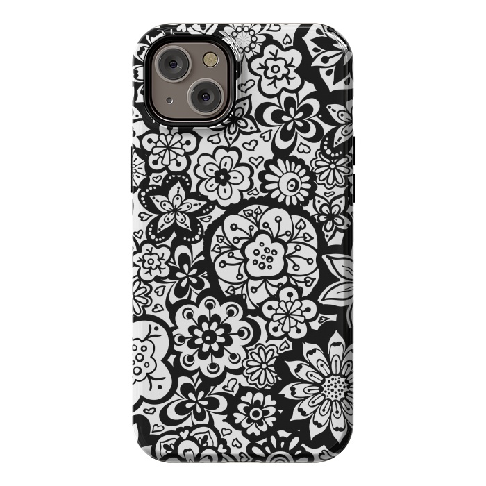 iPhone 14 Plus StrongFit Beautiful Bouquet of Blooms-Black and White by Paula Ohreen