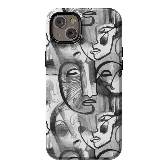 iPhone 14 Plus StrongFit Tribal ink line art portaits by Oana 