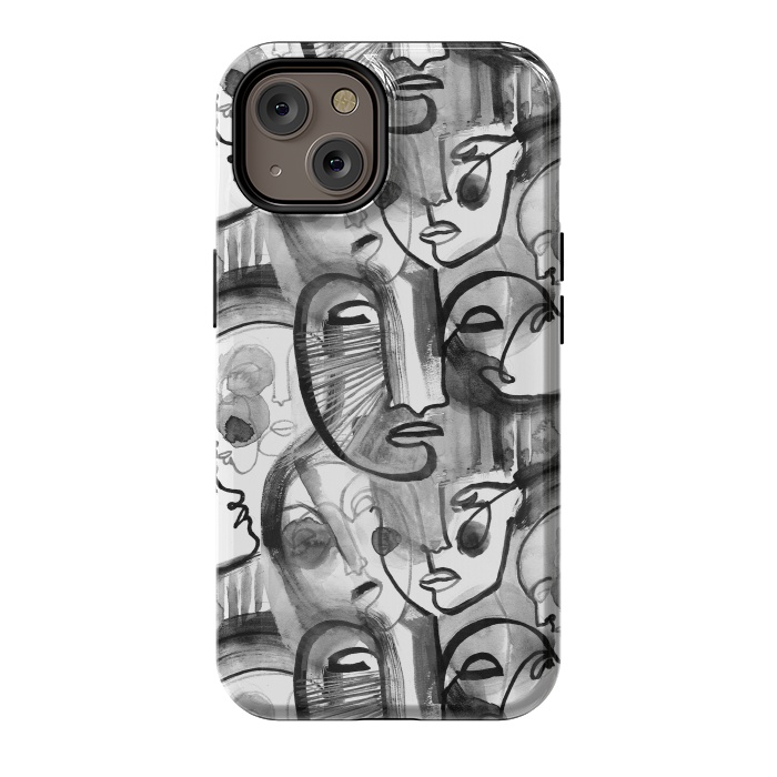 iPhone 14 StrongFit Tribal ink line art portaits by Oana 