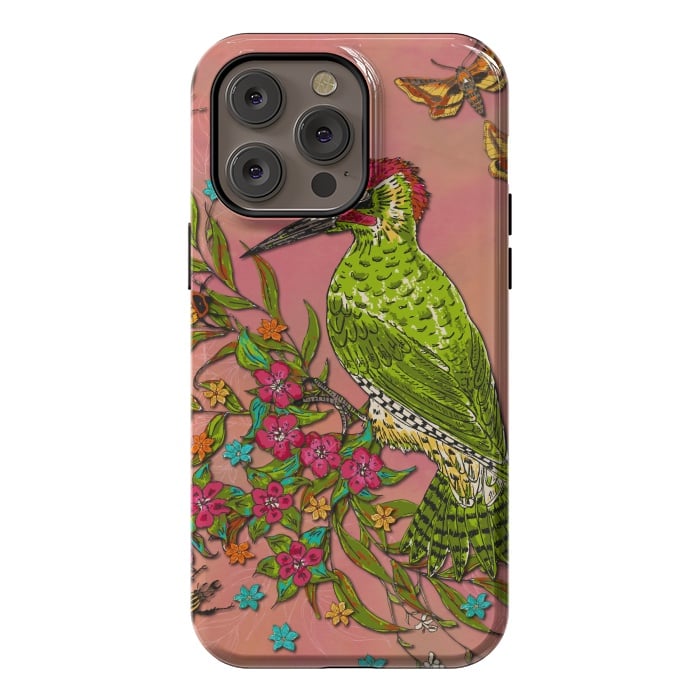 iPhone 14 Pro max StrongFit Floral Woodpecker by Lotti Brown