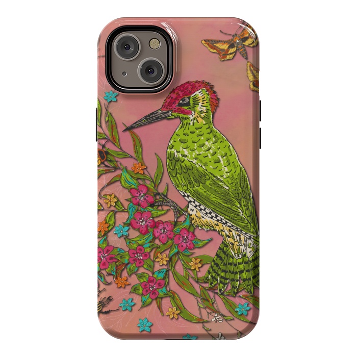 iPhone 14 Plus StrongFit Floral Woodpecker by Lotti Brown