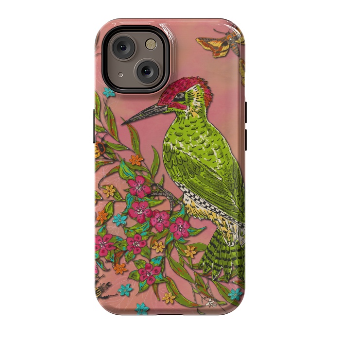 iPhone 14 StrongFit Floral Woodpecker by Lotti Brown