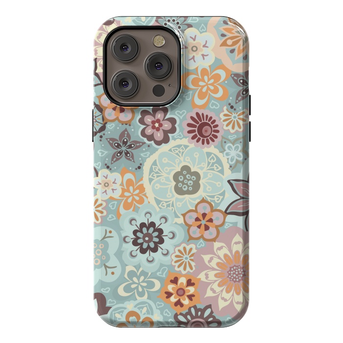 iPhone 14 Pro max StrongFit Beautiful Bouquet of Blooms-Blue and Pink by Paula Ohreen