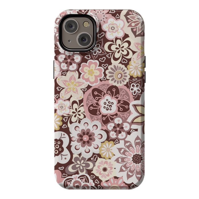 iPhone 14 Plus StrongFit Bouquet of Blooms-Brown and Yellow by Paula Ohreen