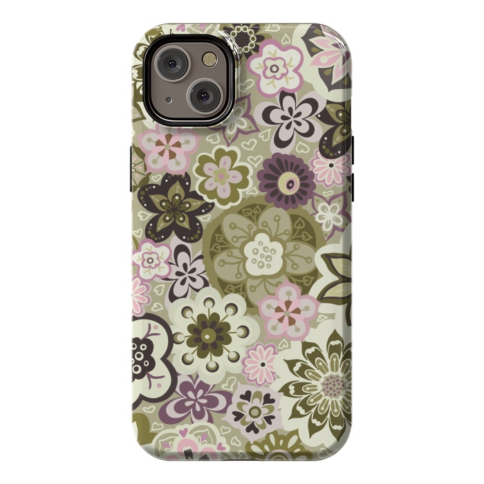 iPhone 14 Plus StrongFit Bouquet of Blooms-Green and Pink by Paula Ohreen