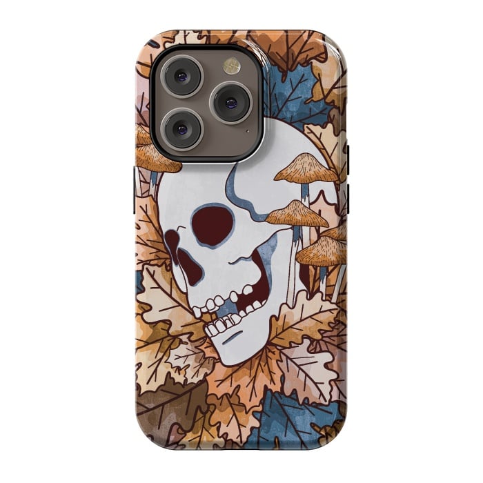 iPhone 14 Pro StrongFit The autumnal skull and mushrooms by Steve Wade (Swade)