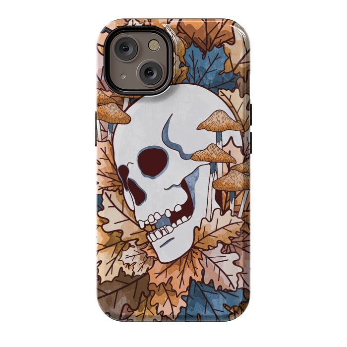 iPhone 14 StrongFit The autumnal skull and mushrooms by Steve Wade (Swade)