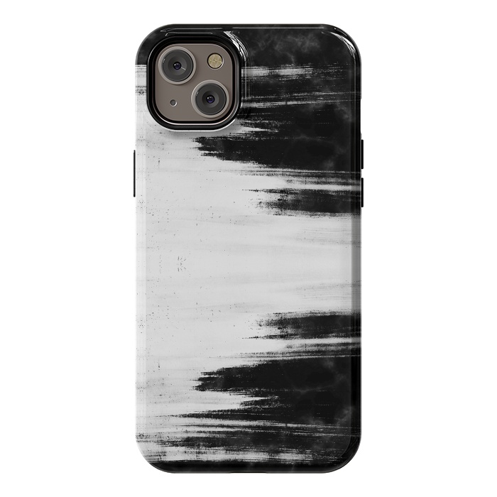 iPhone 14 Plus StrongFit Black and white brushed marble by Oana 