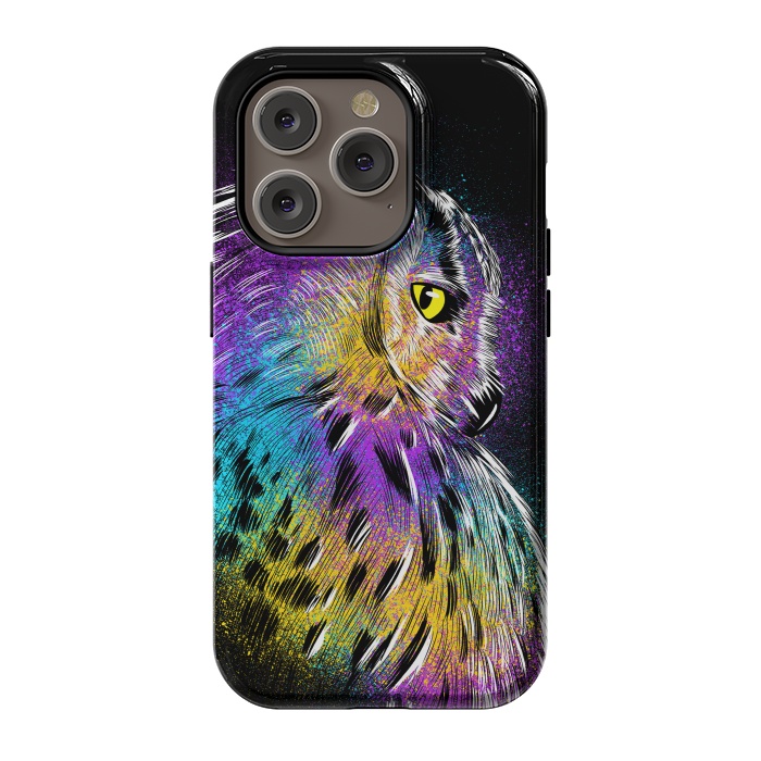 iPhone 14 Pro StrongFit Sketch Owl Colorful by Alberto