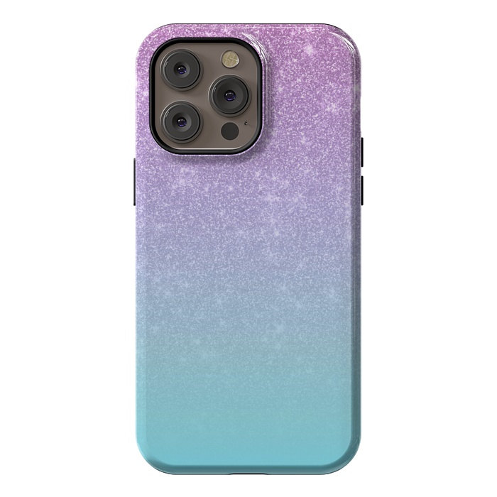 iPhone 14 Pro max StrongFit Girly Purple Blue Glitter Ombre Gradient by Julie Erin Designs