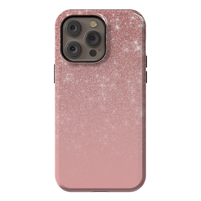 iPhone 14 Pro max StrongFit Glam Rose Gold Glitter Ombre by Julie Erin Designs