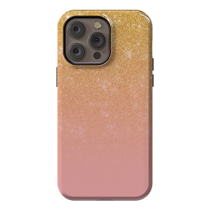 iPhone 14 Pro max StrongFit Girly Gold and Pink Glitter Ombre Gradient by Julie Erin Designs