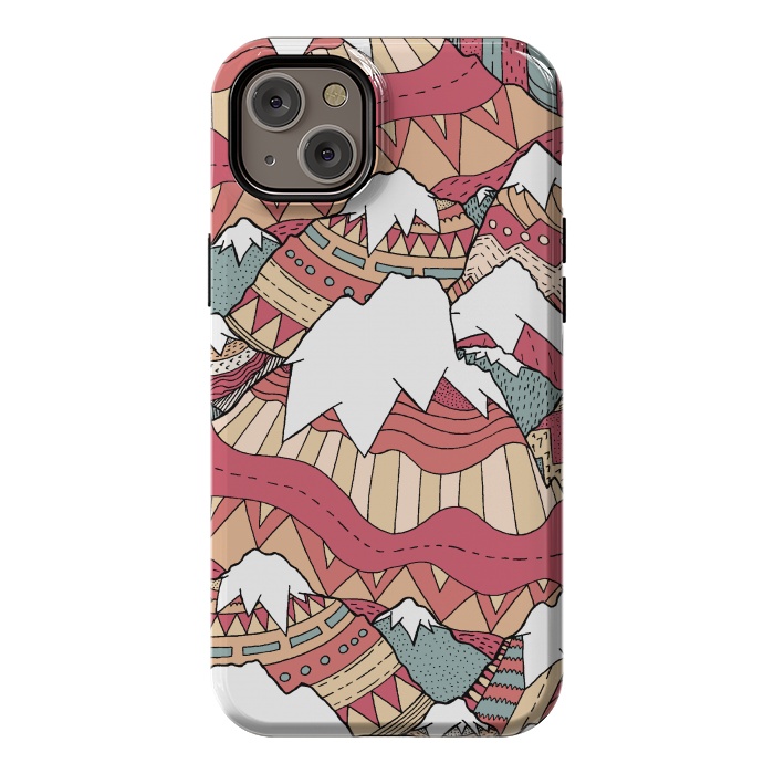 iPhone 14 Plus StrongFit Winter Aztec mountains  by Steve Wade (Swade)