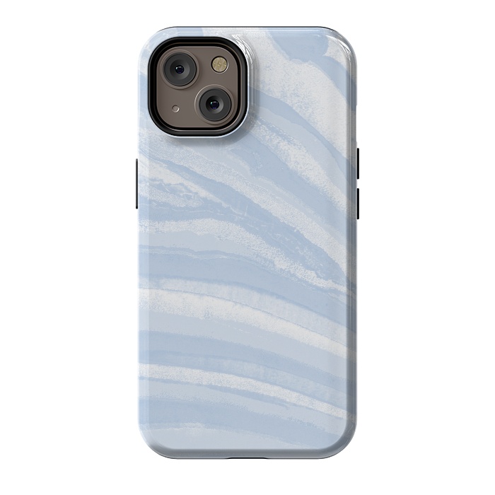 iPhone 14 StrongFit Baby blue pastel marble stripes by Oana 
