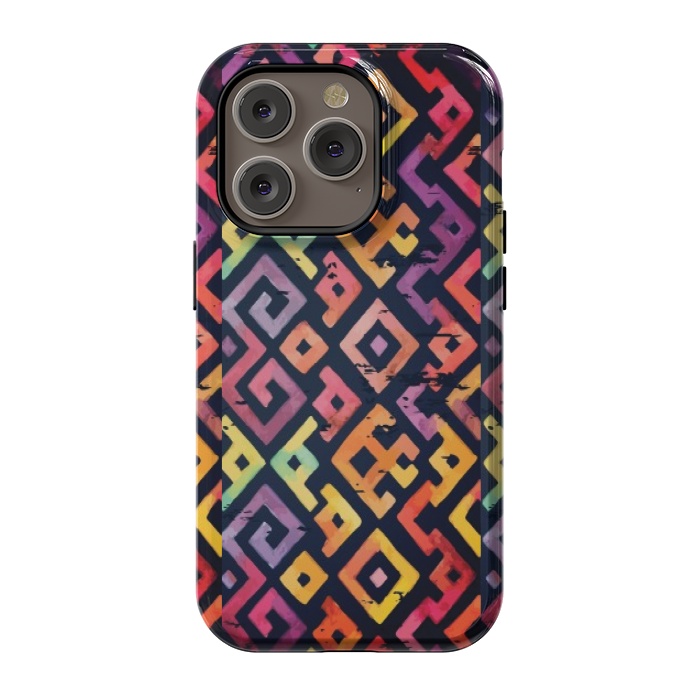 iPhone 14 Pro StrongFit coloured squared pattern by MALLIKA