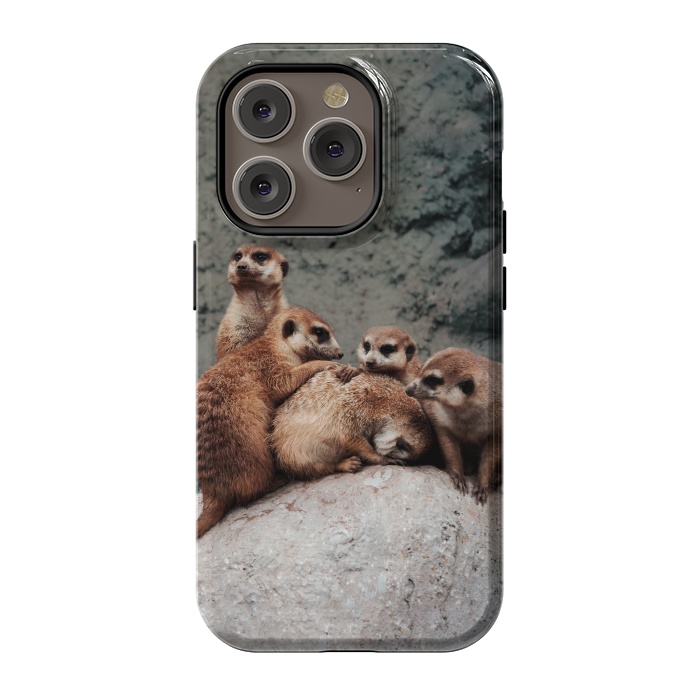 iPhone 14 Pro StrongFit Meerkat family by Laura Nagel
