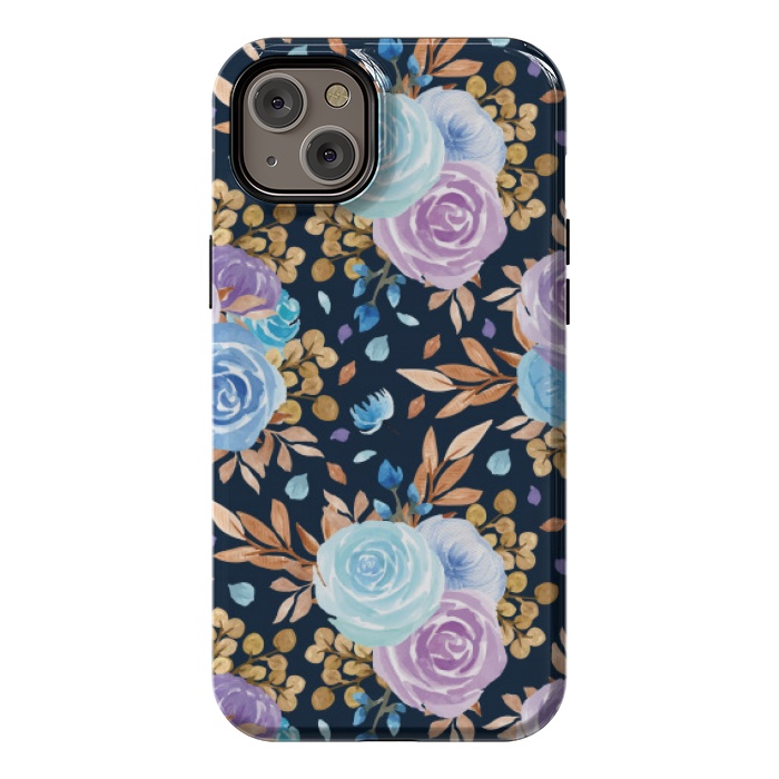 iPhone 14 Plus StrongFit blue purple floral pattern by MALLIKA