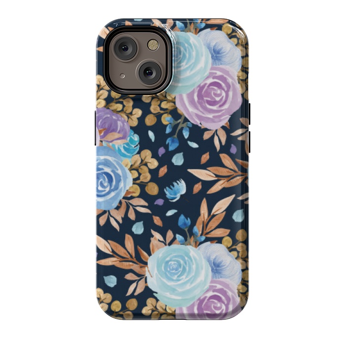 iPhone 14 StrongFit blue purple floral pattern by MALLIKA