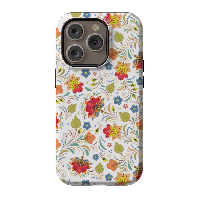 iPhone 14 Pro StrongFit red yellow floral pattern by MALLIKA