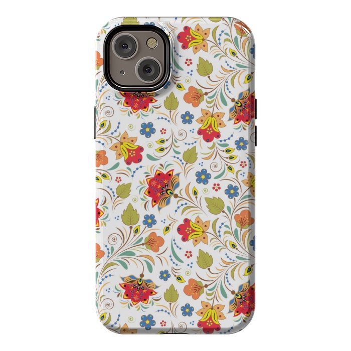 iPhone 14 Plus StrongFit red yellow floral pattern by MALLIKA