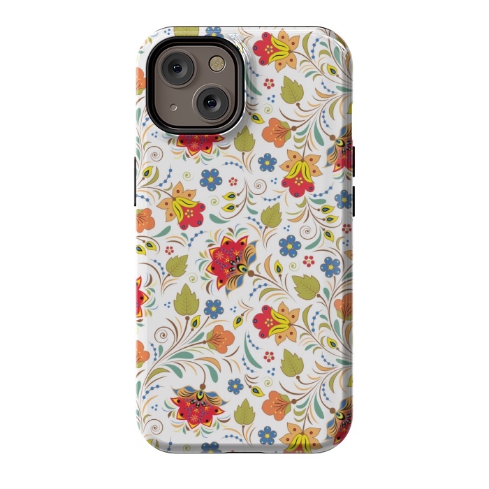 iPhone 14 StrongFit red yellow floral pattern by MALLIKA